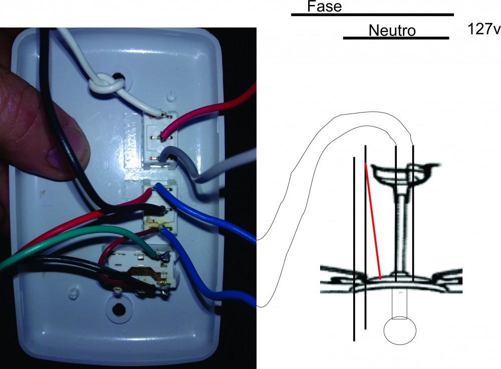 Este é o interruptor que possuo juntamente com o ventilador de 5 fios.